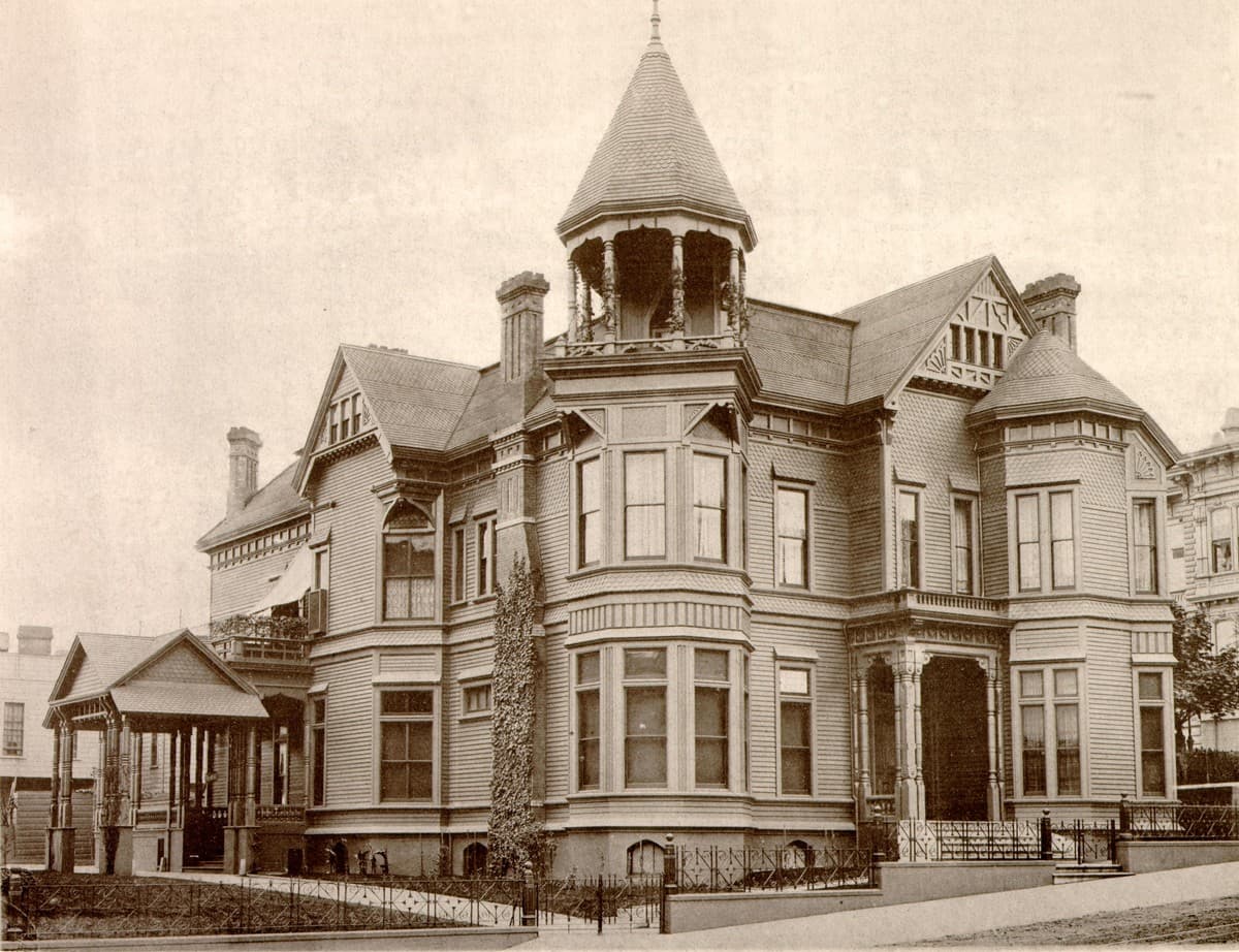 1409 Sutter Street photographed in 1887, published as the residence of Theodore F. Payne in Artistic Homes of California